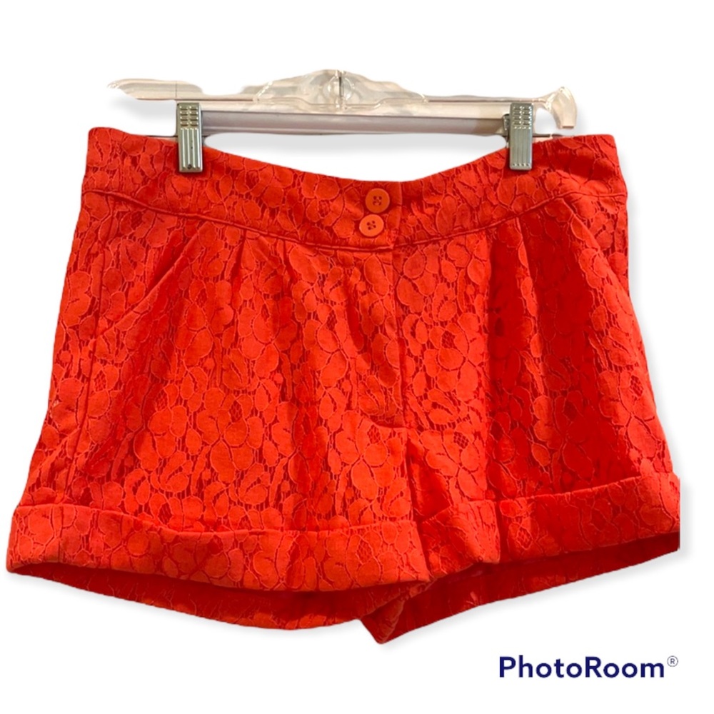 Royal Love Cuffed Orange Lace Womans Shorts Size Medium